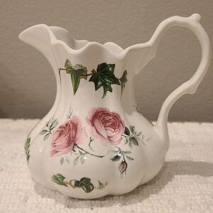 Crownford Giftware 5" Floral Sculptured Porcelain Pitcher Made In England